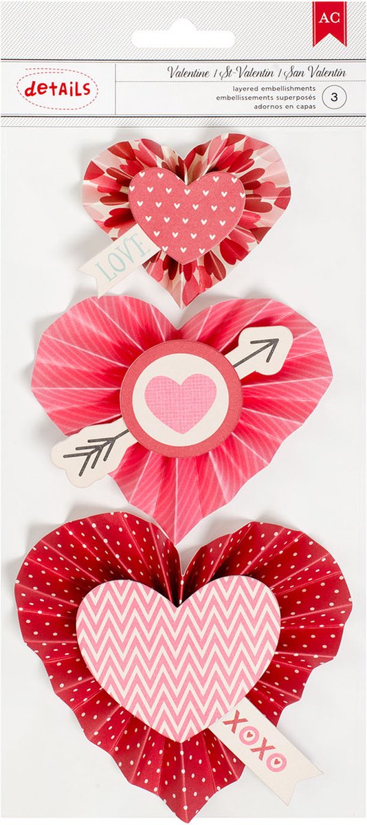 American Crafts Valentines heart rosettes 3stuks self-adhesi