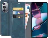 Motorola Edge 30 Pro Bookcase hoesje - Just in Case - Effen Blauw - Kunstleer