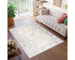 Tapiso Valley Vloerkleed Tapijten Woonkamer Beige Vintage Maat- 200x300