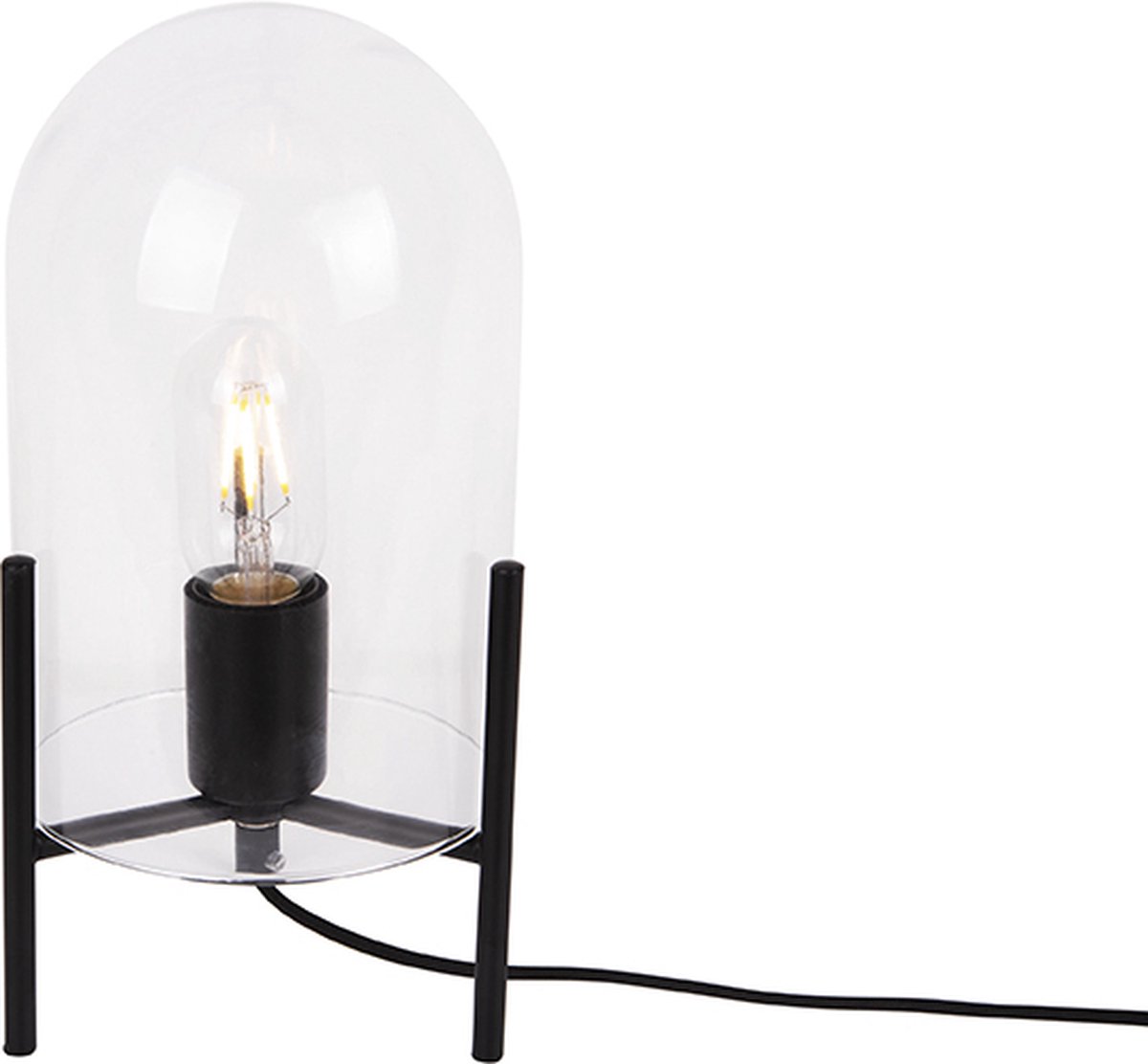 Leitmotiv tafellamp Glass Bell, transparant/zwart