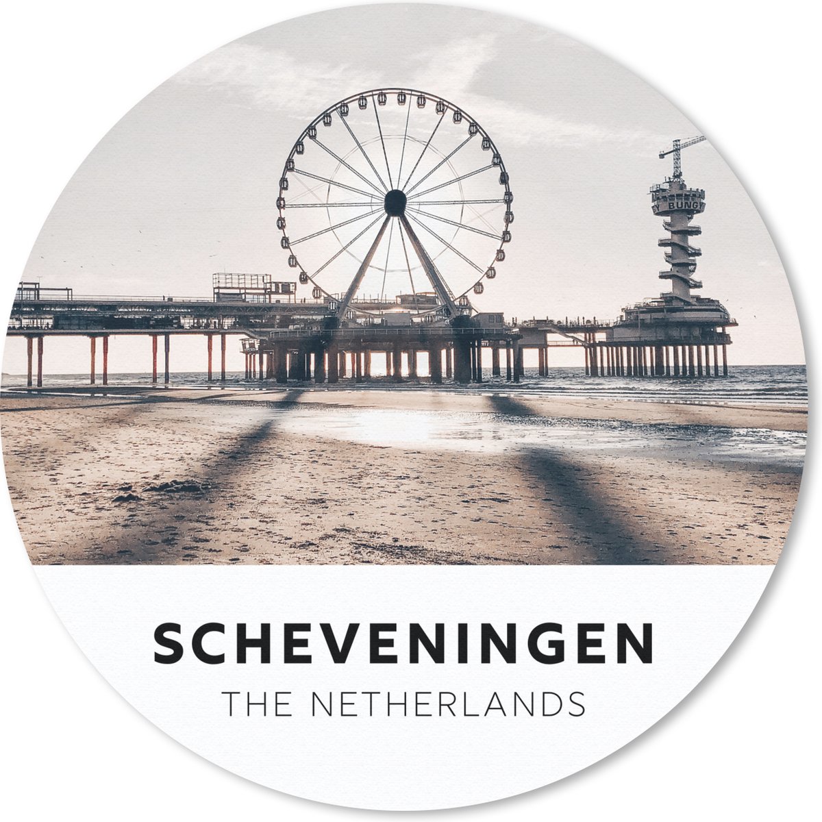 Muismat rond 30x30 cm - Mousepad Nederland - Reuzenrad - Strand - Ronde muismatten