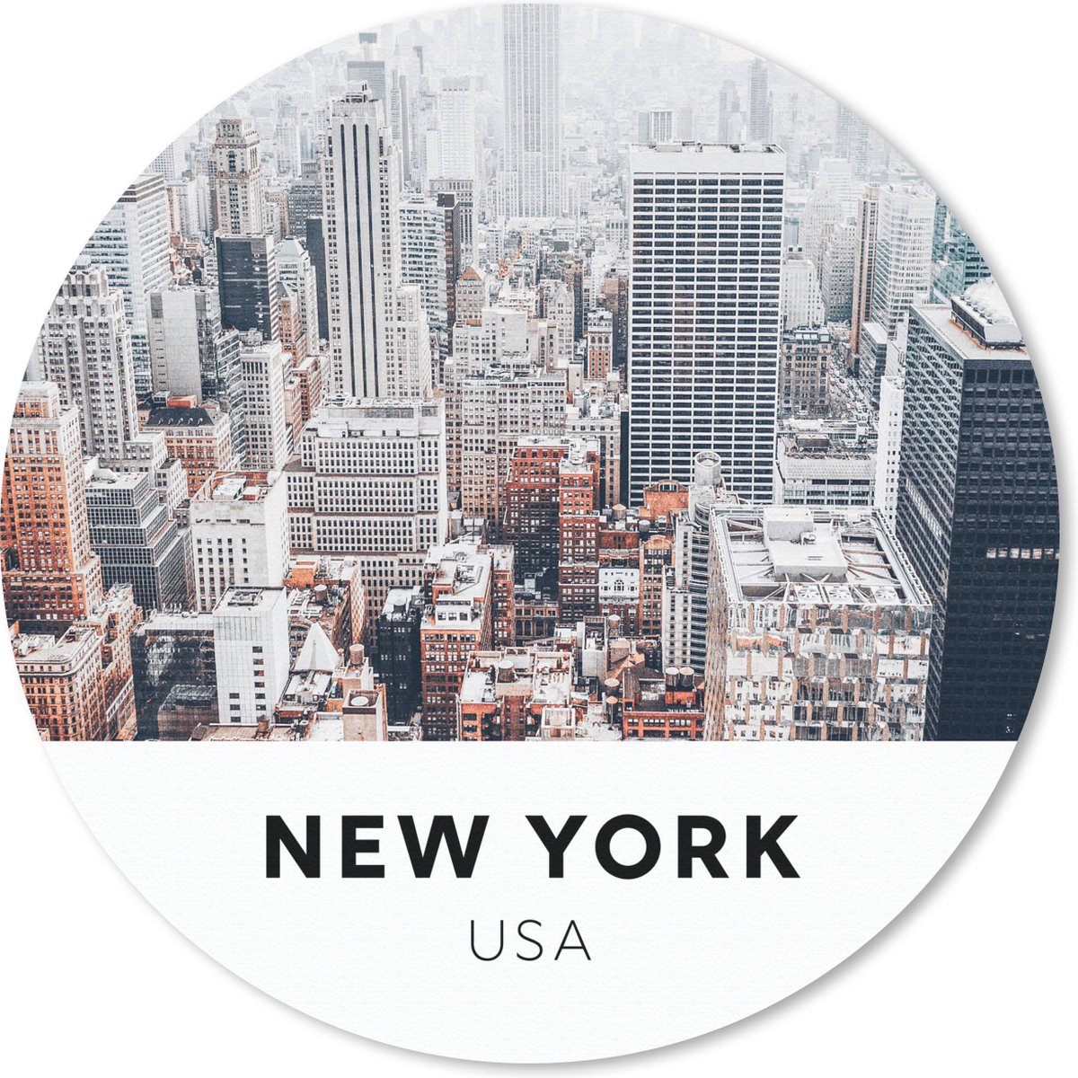 Muismat rond 40x40 cm - Mousepad New York - Amerika - Lucht - Ronde muismatten