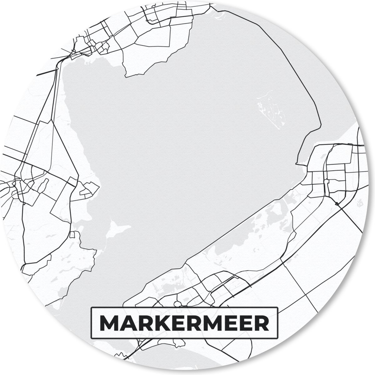 Muismat rond 20x20 cm - Mousepad Kaart - Plattegrond - Stadskaart - Markermeer - Ronde muismatten - Stadskaart
