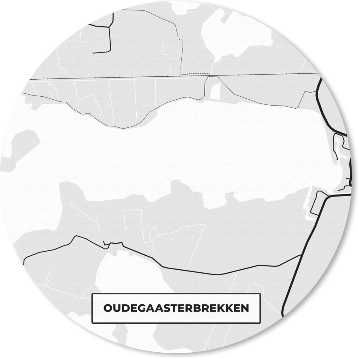 Muismat - Mousepad - Rond - Stadskaart - Friesland - Oudegaasterbrekken - Kaart - Plattegrond - 20x20 cm - Ronde muismat