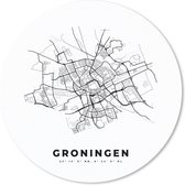 Muismat - Mousepad - Rond - Plattegrond – Groningen – Zwart Wit – Stadskaart - Nederland - Kaart - 40x40 cm - Ronde muismat