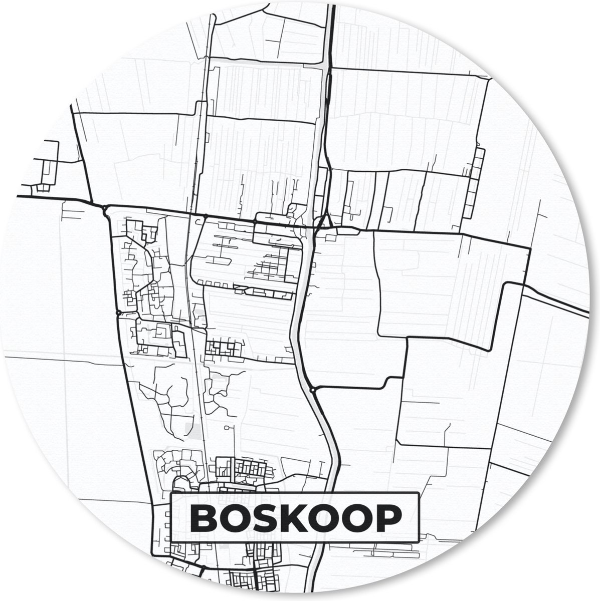 Muismat rond 30x30 cm - Mousepad Plattegrond - Boskoop - Kaart - Stadskaart - Ronde muismatten - Stadskaart