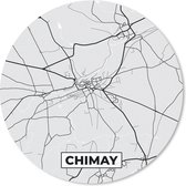 Muismat - Mousepad - Rond - België – Chimay – Stadskaart – Kaart – Zwart Wit – Plattegrond - 20x20 cm - Ronde muismat