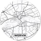 Muismat - Mousepad - Rond - Stadskaart – Zwart Wit - Kaart – Wervik – België – Plattegrond - 40x40 cm - Ronde muismat