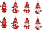 8x stuks kunststof kersthangers kerstmannetjes 8 cm kerstornamenten - Kerstversiering ornamenten/kerstboomversiering