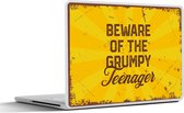 Laptop sticker - 17.3 inch - Kids - Quotes - Vintage - Beware of the grumpy teenager - 40x30cm - Laptopstickers - Laptop skin - Cover