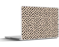 Laptop sticker - 14 inch - Beige - Stippen - Patronen - Zwart - 32x5x23x5cm - Laptopstickers - Laptop skin - Cover