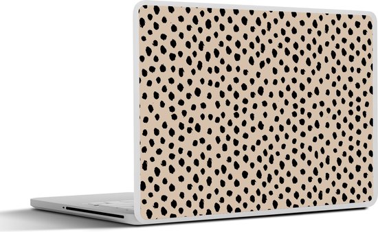 Laptop sticker - 14 inch - Beige - Stippen - Patronen - Zwart - 32x5x23x5cm - Laptopstickers - Laptop skin - Cover