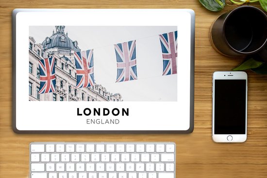 Sticker ordinateur portable - 15,6 pouces - Angleterre - Londres - Drapeaux