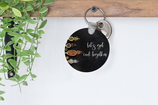 Porte-clés - Let's cuisiner ensemble - Cuisine - Citations - Proverbes - Plastique - Rond - Cadeaux à distribuer