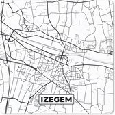 Muismat - Mousepad - Stadskaart – Zwart Wit - Kaart – Izegem – België – Plattegrond - 30x30 cm - Muismatten