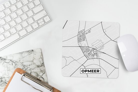 Muismat 20x20 cm - Mousepad Opmeer - Kaart - Stadskaart - Plattegrond - Muismatten - Stadskaart