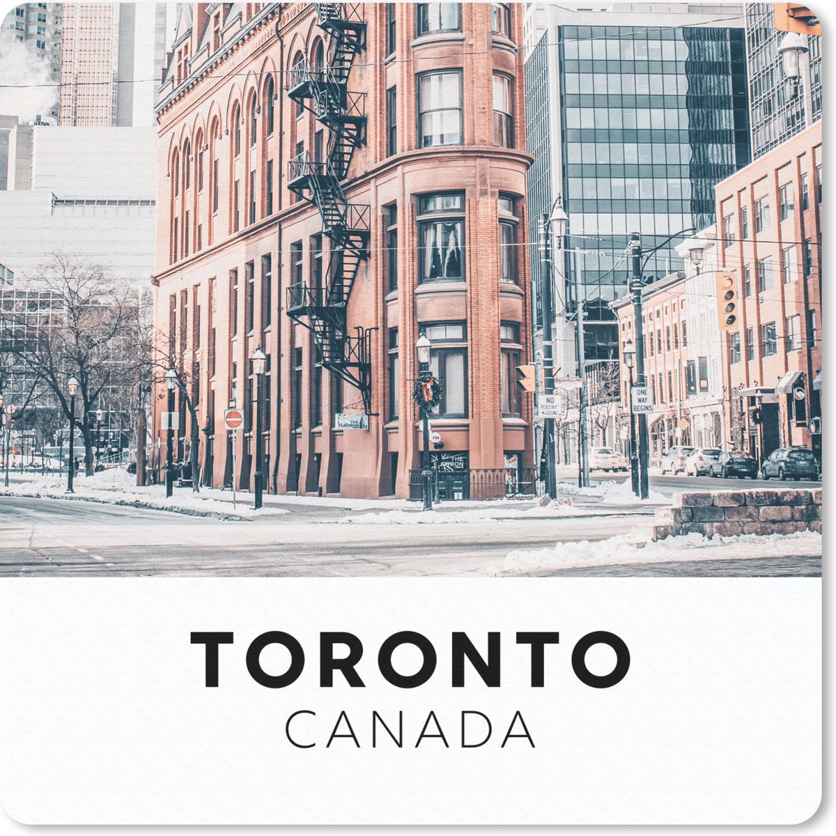 Muismat 20x20 cm - Mousepad Canada - Weg - Winter - Muismatten