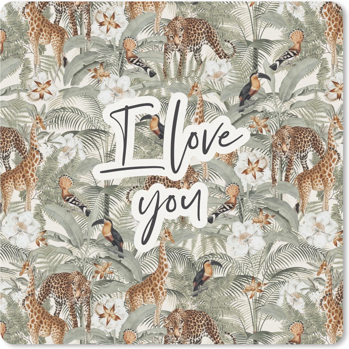 Muismat 20x20 cm - Mousepad I love you - Quotes - Spreuken - Liefde - Koppel - Muismatten