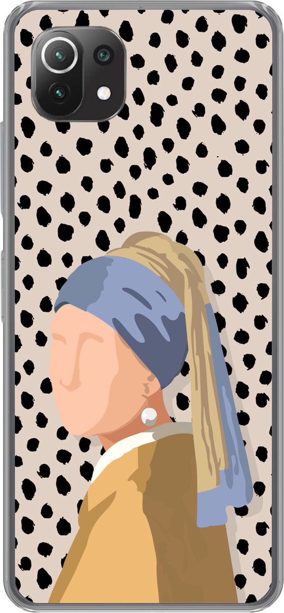 Telefoonhoesje Geschikt voor Xiaomi 11T hoesje - Pastel - Meisje met de parel - Stippen - Oude meesters - Siliconen Telefoonhoesje Telefoonhoesje