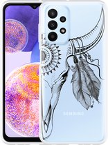 Hoesje Geschikt voor Samsung Galaxy A23 Boho Buffalo Skull