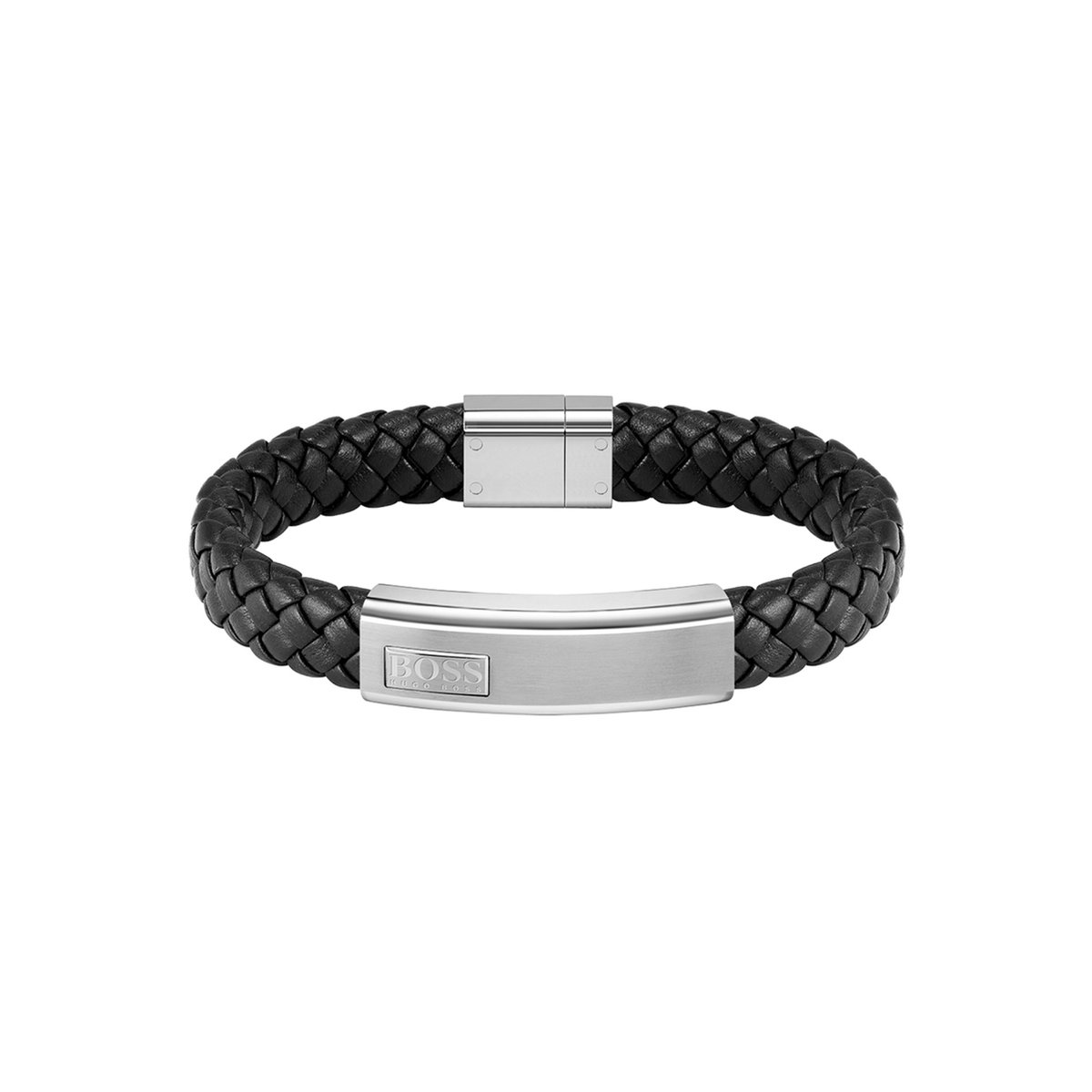 BOSS Sieraden Leren armband voor heren, collectie GROVER zwart, 1580328S, Leer, Geen edelsteen