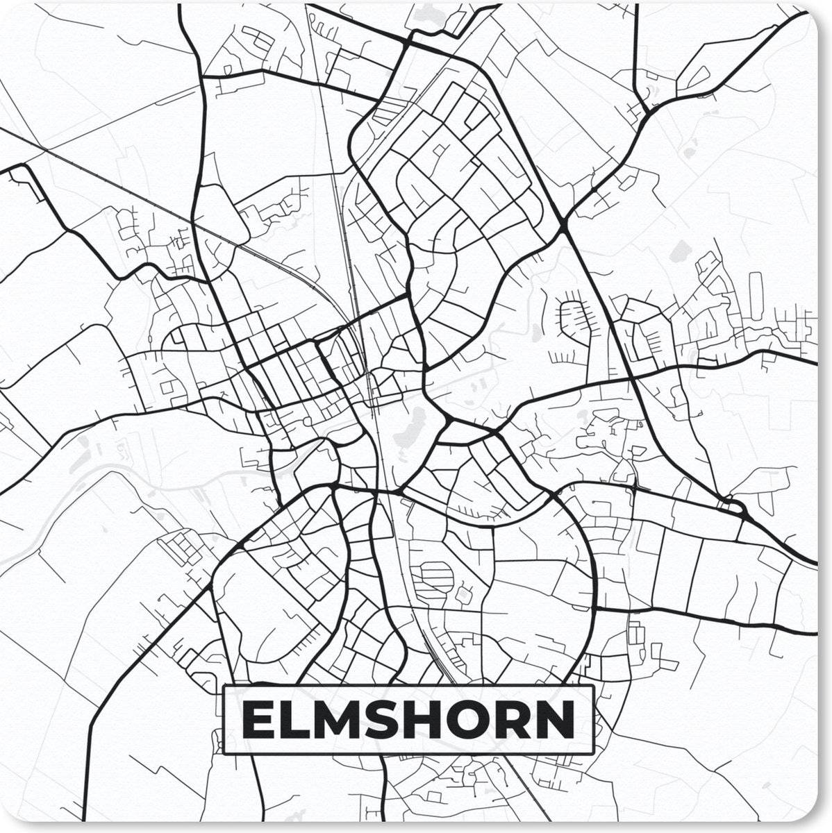 Muismat 20x20 cm - Mousepad Plattegrond - Kaart - Stadskaart - Elmshorn - Muismatten - Stadskaart