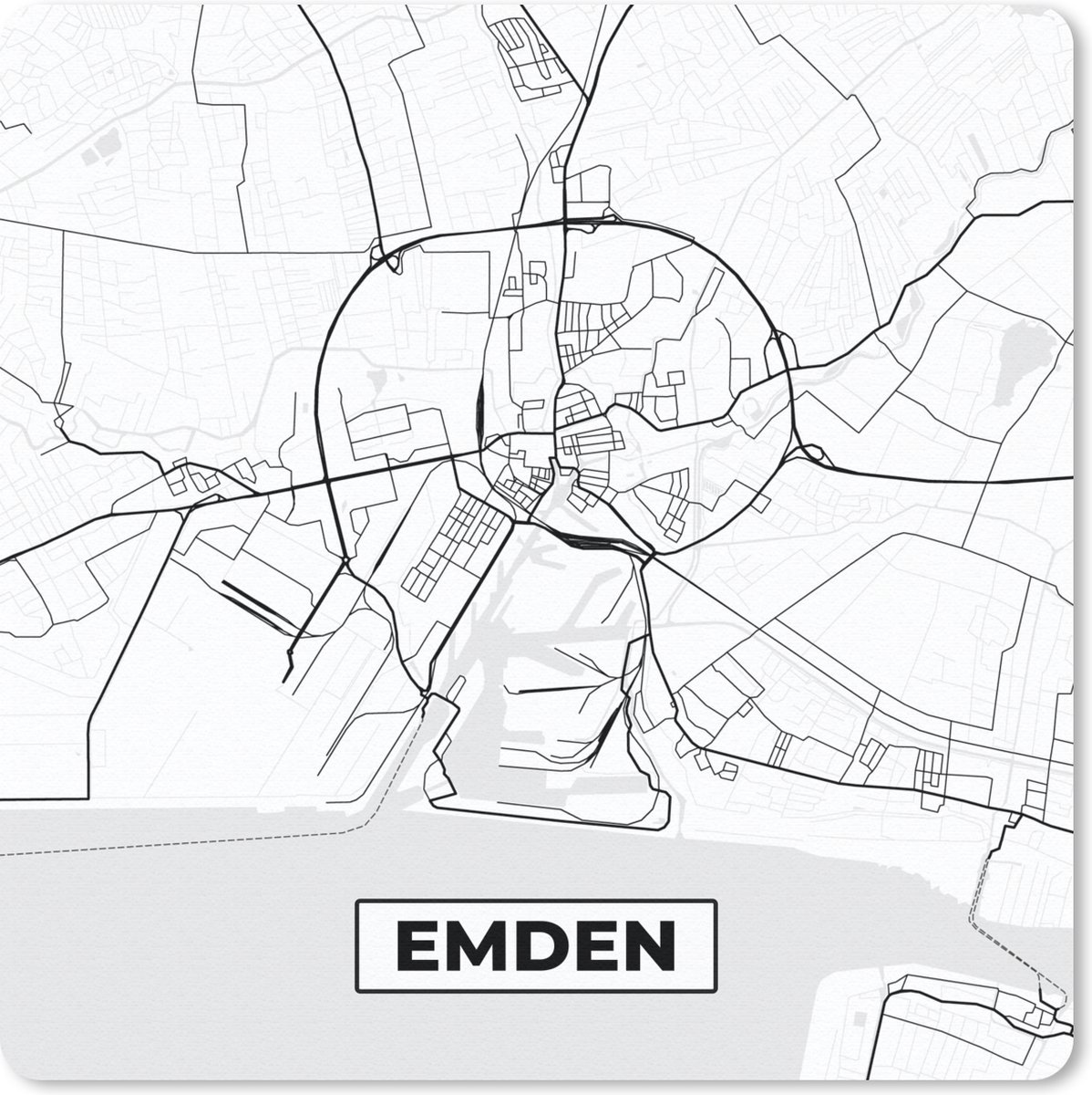 Muismat 20x20 cm - Mousepad Emden - Kaart - Stadskaart - Plattegrond - Muismatten - Stadskaart