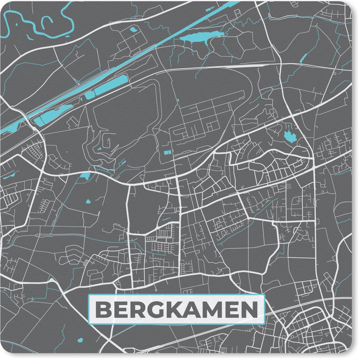 Muismat 30x30 cm - Mousepad Kaart – Plattegrond – Stadskaart – Bergkamen – Duitsland – Blauw - Muismatten - Stadskaart