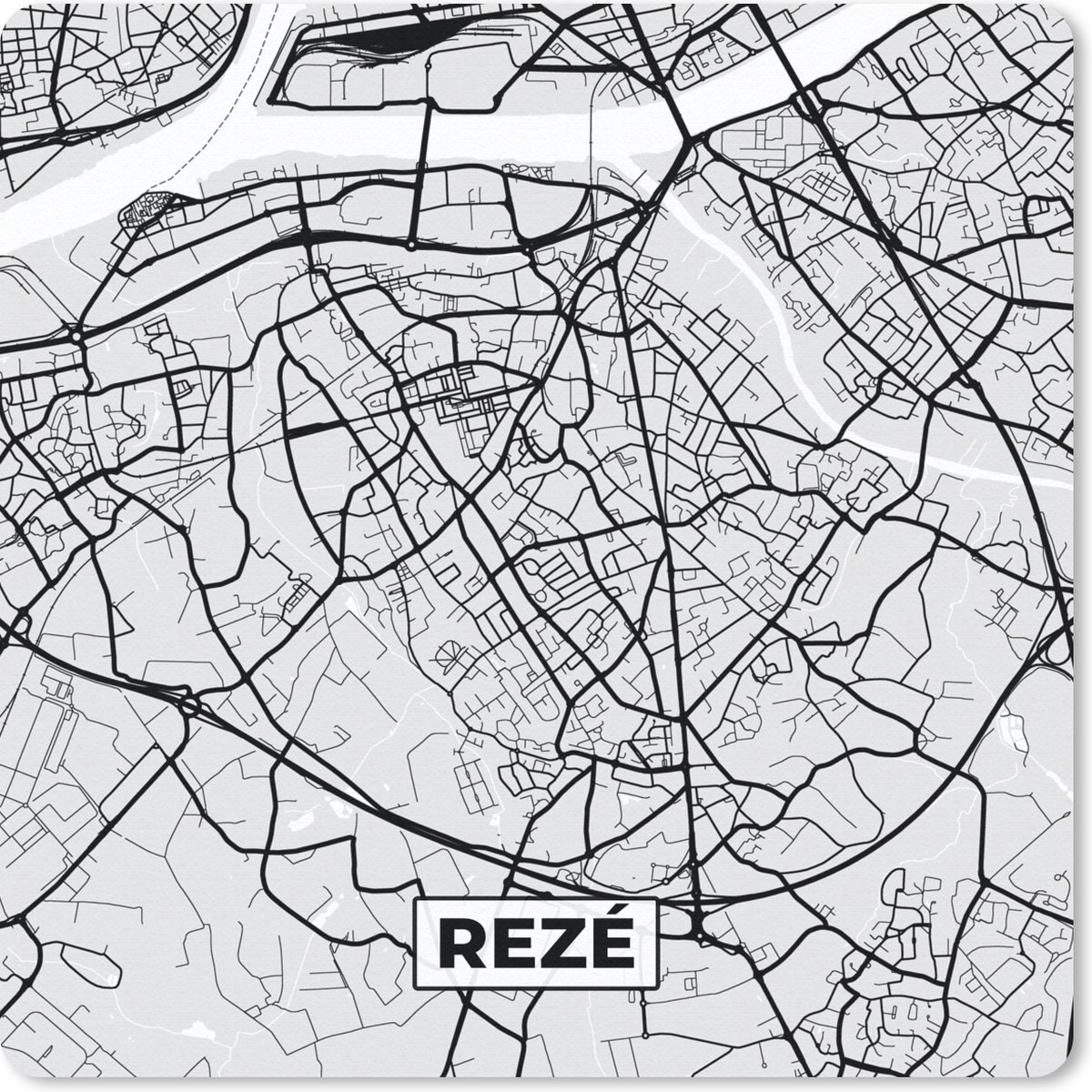 Muismat 30x30 cm - Mousepad Frankrijk - Rezé - Stadskaart - Plattegrond - Kaart - Muismatten - Stadskaart