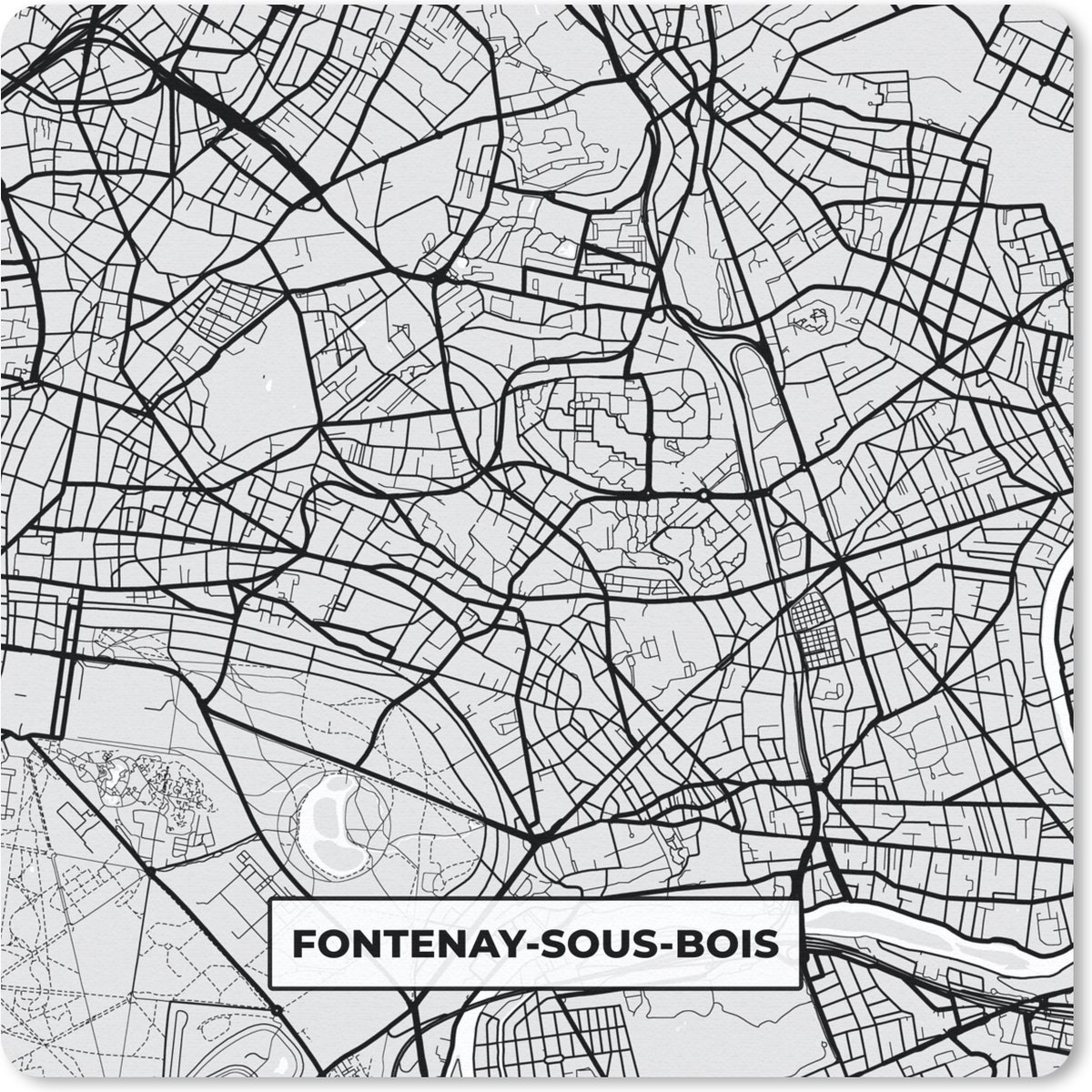 Muismat 20x20 cm - Mousepad Plattegrond - Fontenay-sous-Bois - Stadskaart - Kaart - Frankrijk - Muismatten - Stadskaart