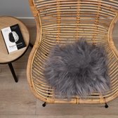 WOOOL® Schapenvacht Chairpad - IJslands Grijs (38cm) ROND - Stoelkussen - 100% Echt - Eenzijdig