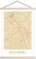 Posterhanger incl. Poster 40x60 cm - Schoolplaat - Schijndel - Kaart - Plattegrond - Stadskaart - Textielposter - Blanke latten - Plattegrond
