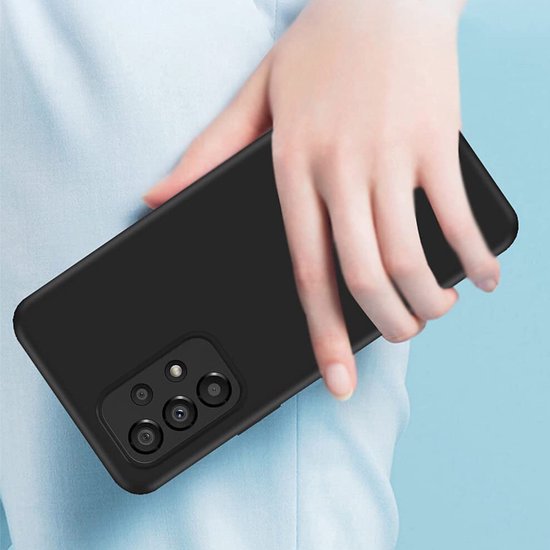 Coque Samsung Galaxy A33 + 2x Protège-écran Samsung A33 | Étui en Siliconen noir | Coque arrière noire + 2x protecteur d'écran | Verre trempé