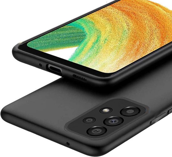 Coque Samsung Galaxy A33 + 2x Protège-écran Samsung A33 | Étui en Siliconen noir | Coque arrière noire + 2x protecteur d'écran | Verre trempé