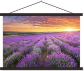 Support pour affiches avec affiche 120 x 80 cm - Affiche scolaire - Lavande - Nuages - Printemps - Affiche textile - Lattes noires