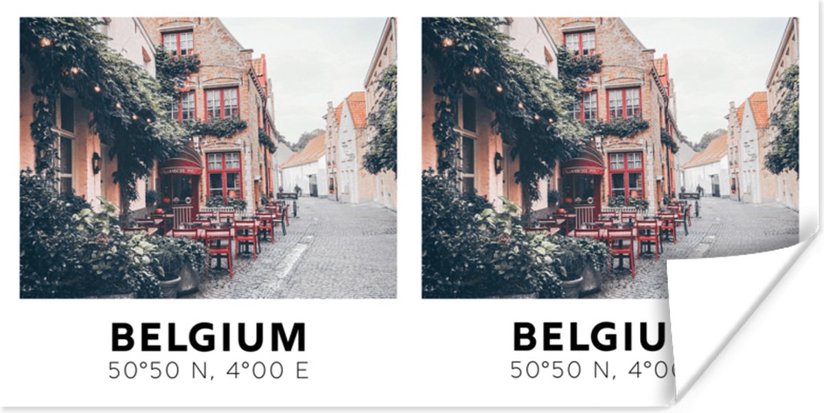 Poster België - Terras - Straat - 40x20 cm