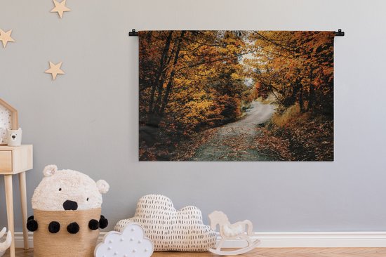 Tapisserie - Tapisserie - Forêt d'automne - Chemin - Feuilles - Rural - 150x100 cm - Tapisserie
