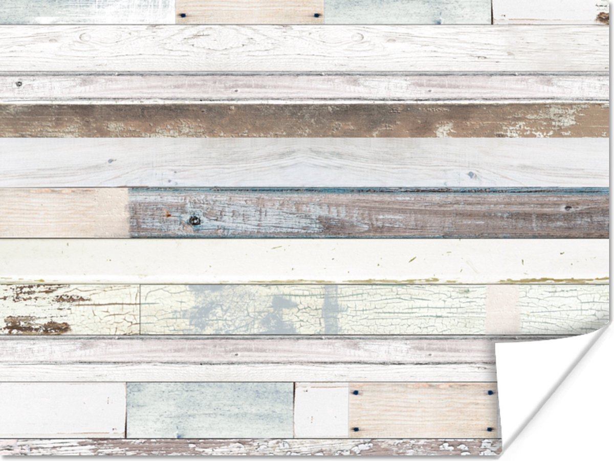 Poster Hout - Planken - Wit - 40x30 cm