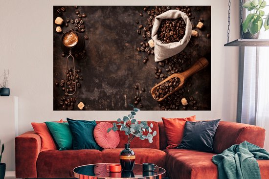 Affiche Grains de Grains de café - Café - Sachet - 180x120 cm XXL