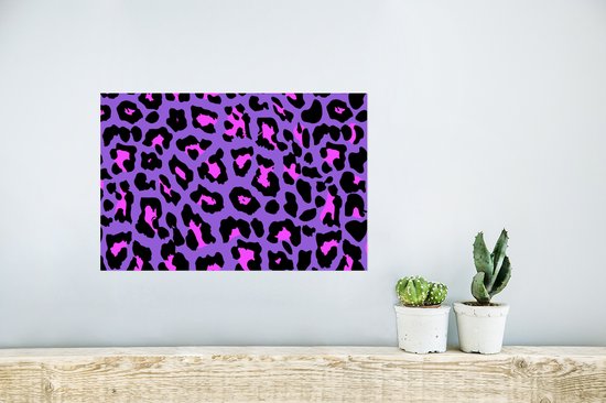 Affiche Panthère - Violet - Rose - Néon - 30x20 cm