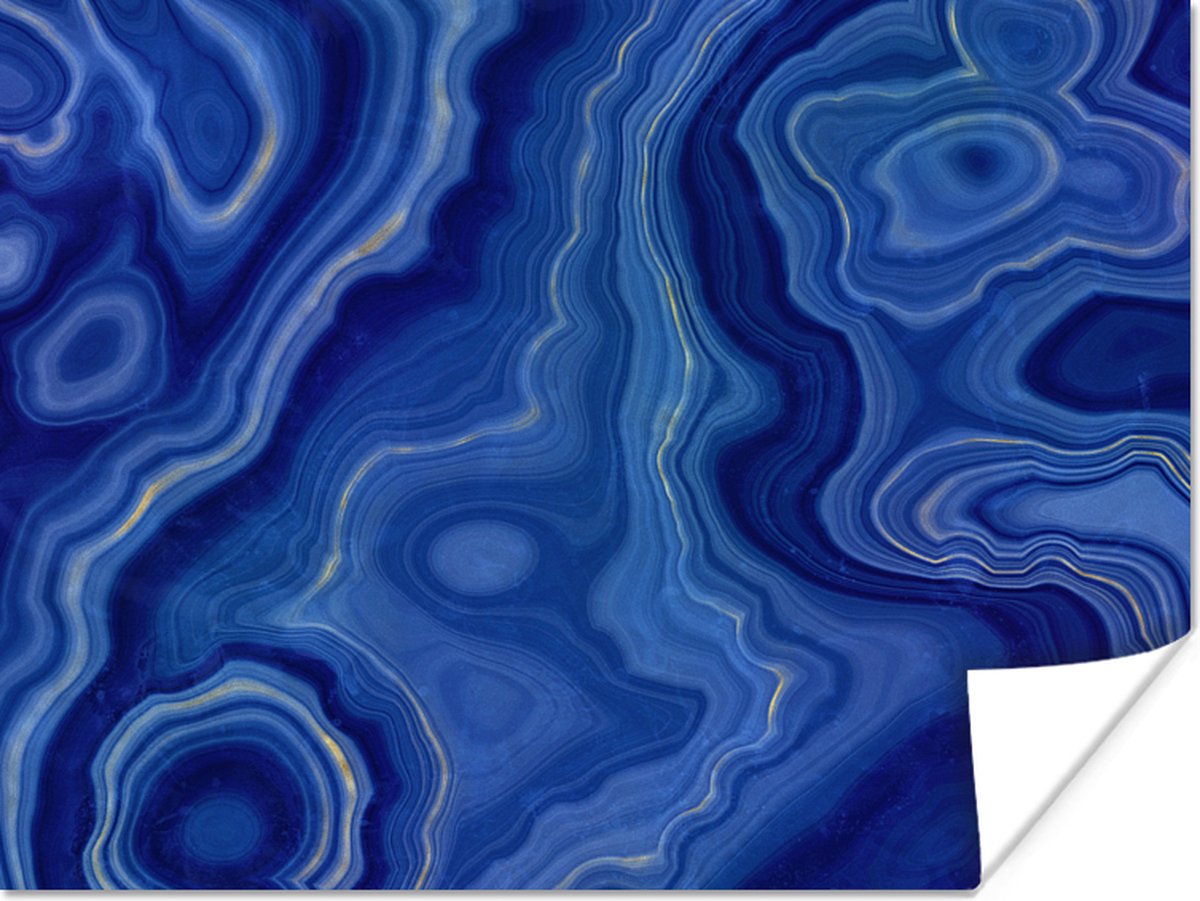 Poster Blauw - Agaat - Stenen - 80x60 cm