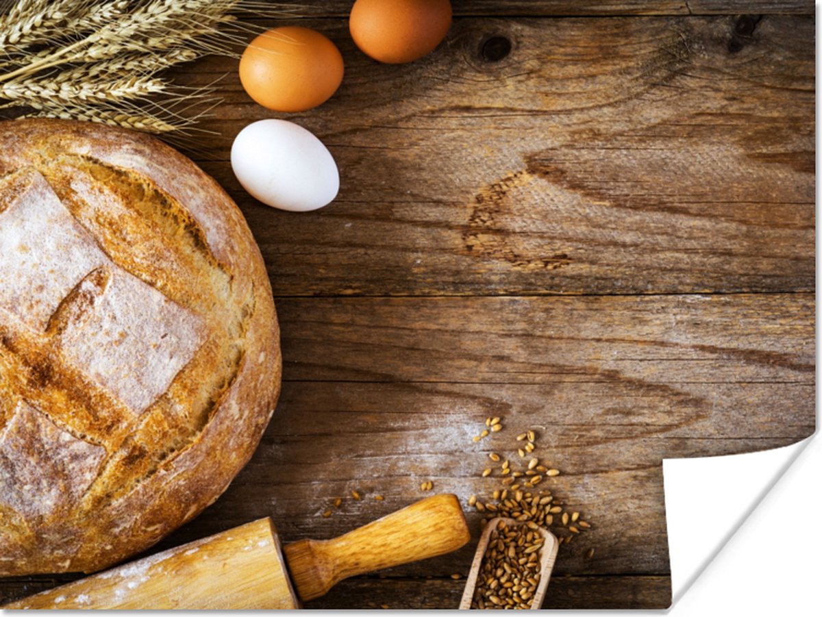 Poster Brood - Eieren - Keuken - 120x90 cm