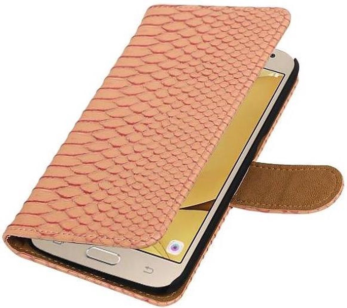 Slang Bookstyle Hoes - Geschikt voor Samsung Galaxy J2 (2016 ) J210F Licht Roze