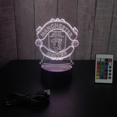 Klarigo®️ Nachtlamp – 3D LED Lamp Illusie – 16 Kleuren – Bureaulamp – Manchester United - Voetbal – Nachtlampje Kinderen – Creative lamp - Afstandsbediening