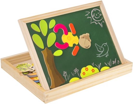 Thumbnail van een extra afbeelding van het spel Sensori® Educatief speelgoed - Multifunctionele Kleurrijke Educatieve Magnetische Puzzel - Schrijfbord - Houten stukjes