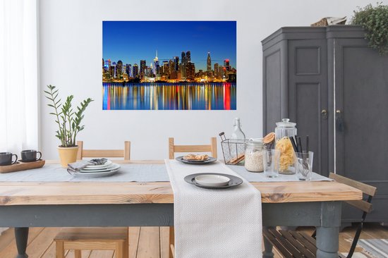 Affiche New York Skyline Night 120x80 cm - Tirage photo sur Poster (décoration murale salon / chambre) / Affiche Villes