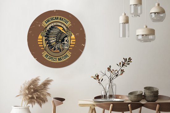 WallCircle - Wall Circle - Wall Circle Indoor - Mancave - Crâne - Ressorts - Vintage - 90x90 cm - Décoration murale - Peintures Ronds