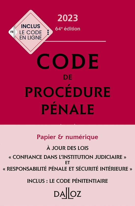 Codes Dalloz Universitaires et Pro Code de procédure pénale 2023 64ed Annoté... Codes Dalloz Universitaires et Pro Code de procédure pénale 2023 64ed Annoté...
