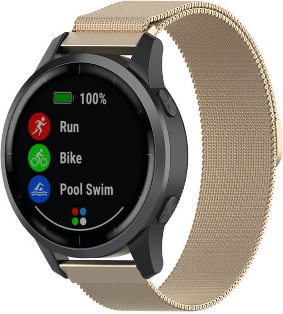 Milanees bandje - champagne, geschikt voor Garmin Vivoactive 4 en Venu 2
