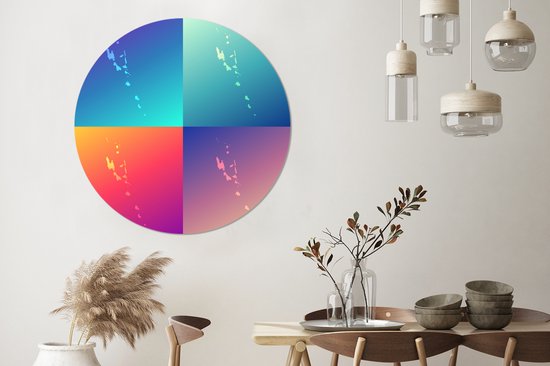 Quatre illustrations colorées de Vanuatu Assiette en plastique cercle mural ⌀ 120 cm - impression photo sur cercle mural / cercle vivant (décoration murale) XXL / Groot format!